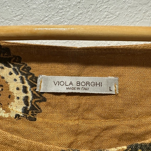 Viola Borghi Linen Butterfly Blouse Size L - Picture 3 of 4